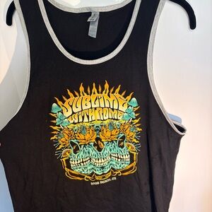 Sublime Black Tank with Yellow & Teal Graphic